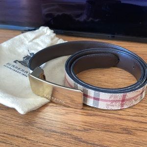 Burberry Plaque Buckle Vintage Belt - Haymarket Check Canvas, size 40/100 w/ bag